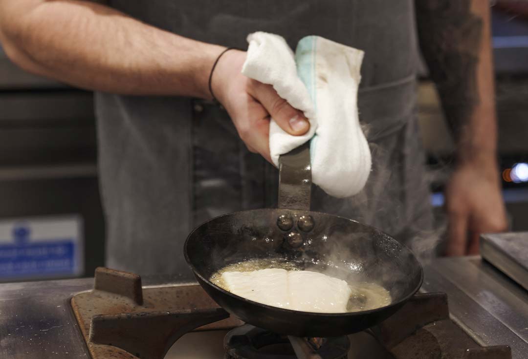 Pan roasted fish at Oak, crazy bear Stadhampton